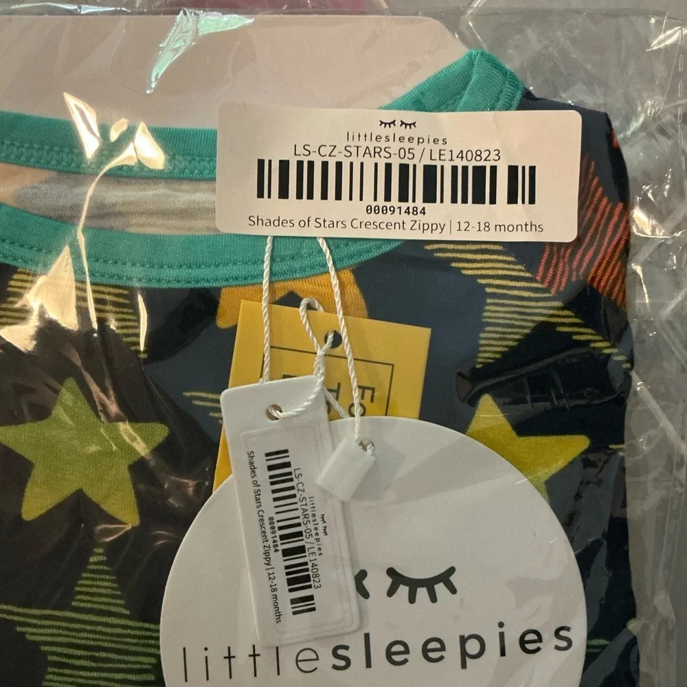 Little Sleepies Shades of Stars Crescent Zippy 12-18 Months Bamboo Romper‎ NWT